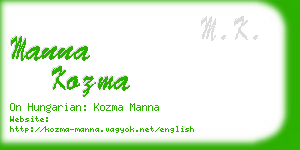 manna kozma business card